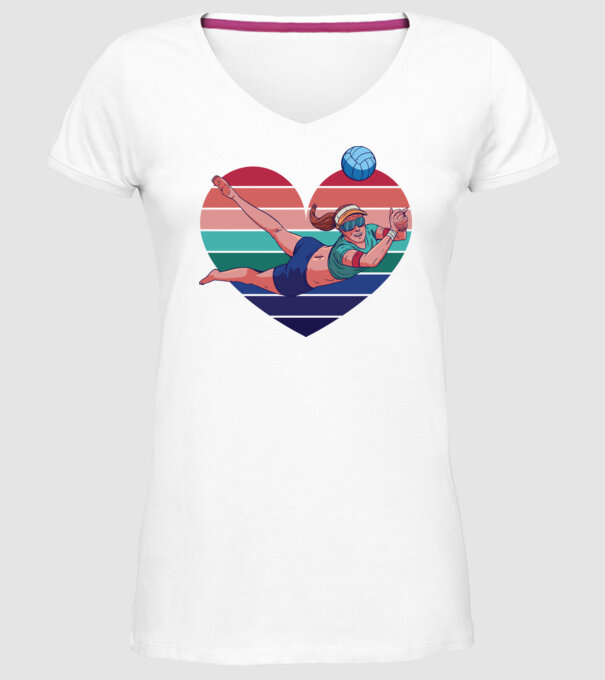 voleibalist retro model alb pe tricou