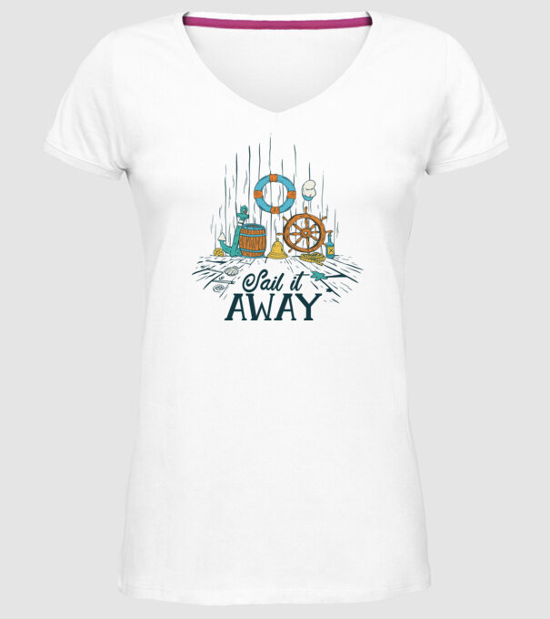 Sail it away model alb pe tricou