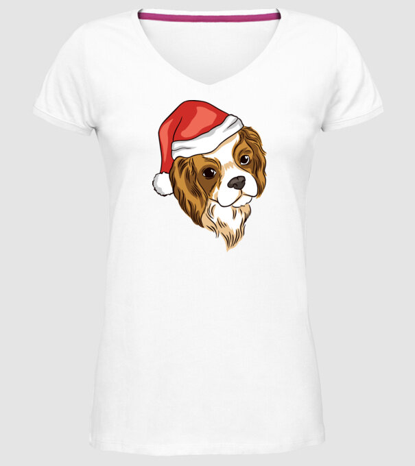 Santa Cocker Spaniel model alb pe tricou