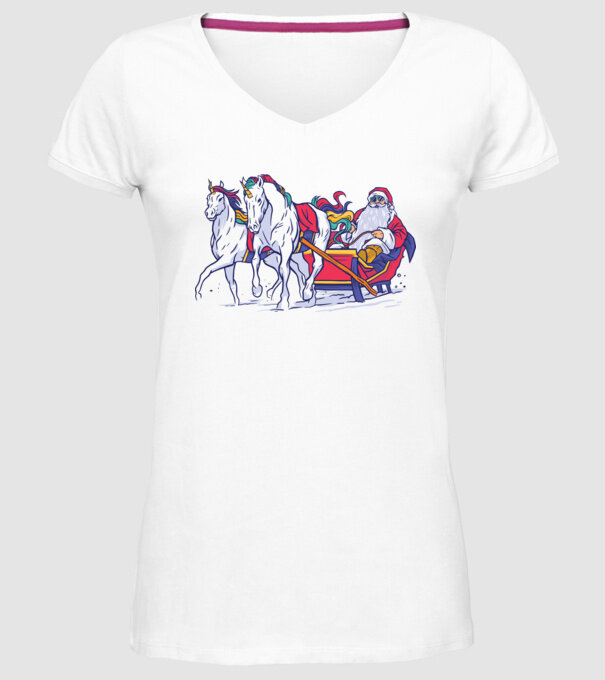 Santa Unicorn Moș Crăciun model alb pe tricou