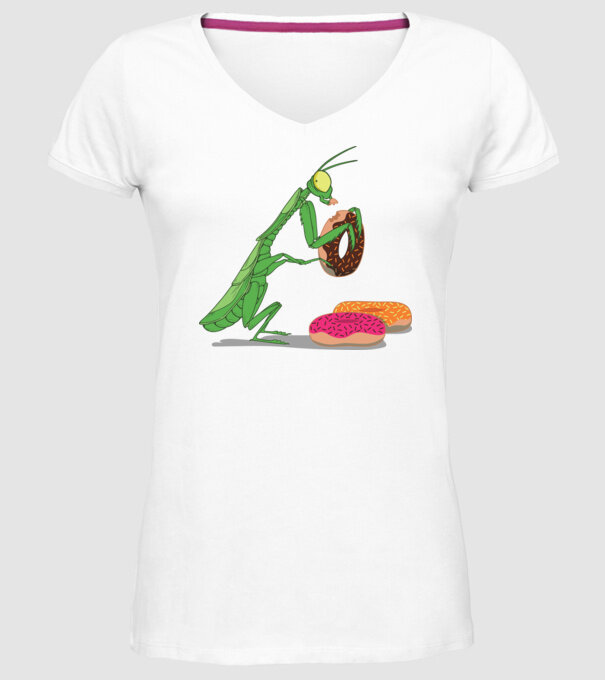 Lăcustă cu gogoașă model alb pe tricou