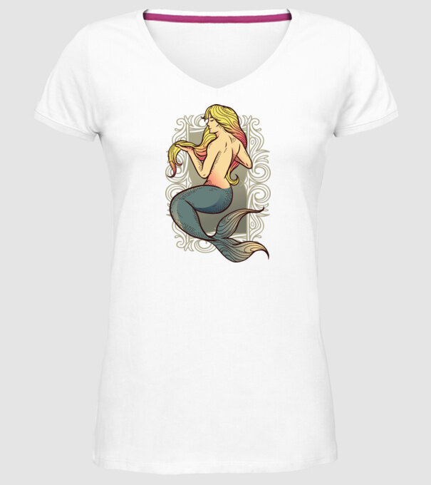 Sirenă model alb pe tricou