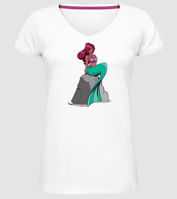 Sirenă model alb pe tricou