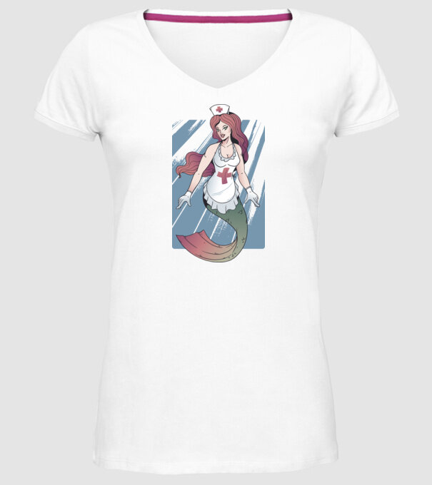 Infirmieră sirenă model alb pe tricou