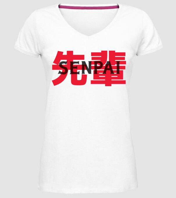 Senpai model alb pe tricou