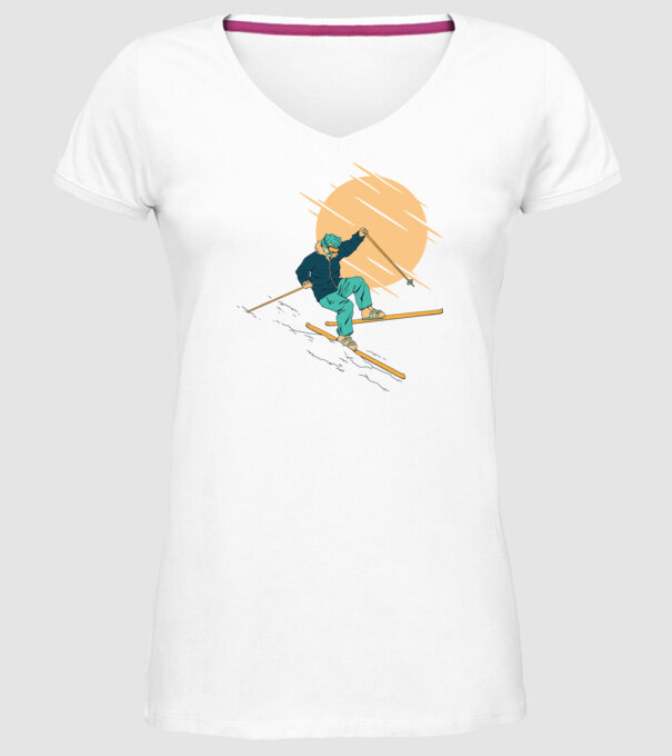 Căzătură schior model alb pe tricou