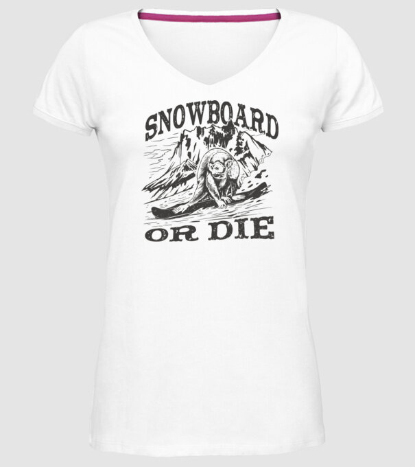 Maimuță Snowboarder model alb pe tricou