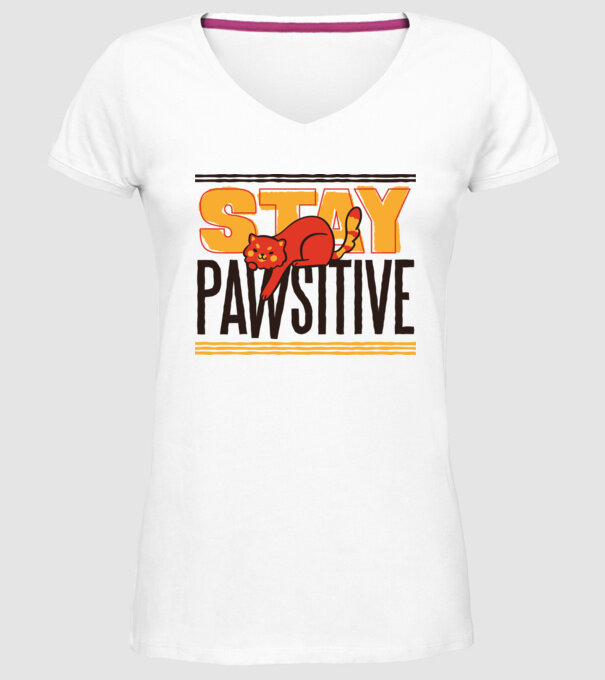 Stay Pawsitive model alb pe tricou