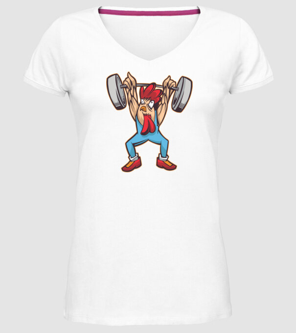 Pui Halterofil model alb pe tricou