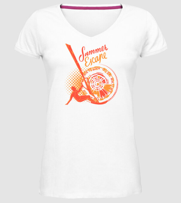Summer Escape Surf model alb pe tricou