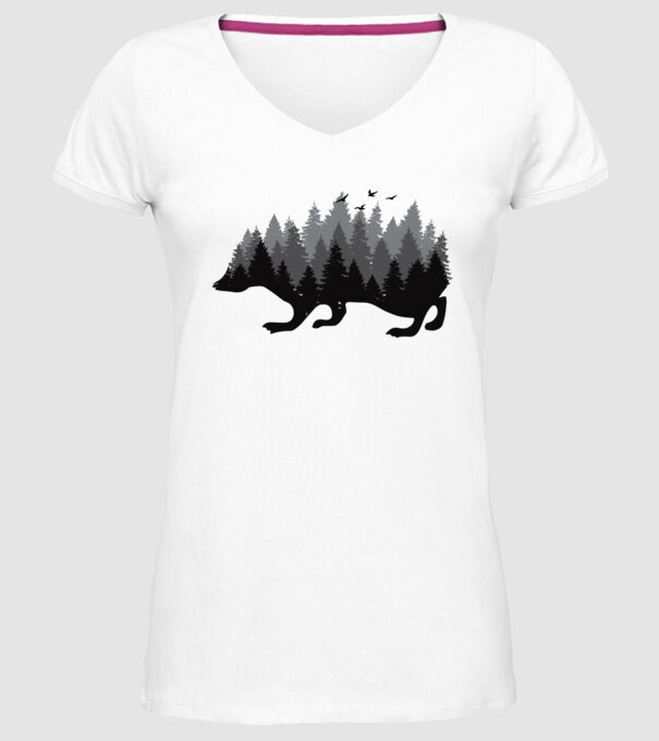 Siluetă Arici model alb pe tricou