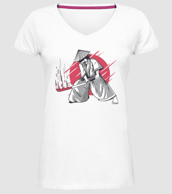 Sabie de samurai model alb pe tricou