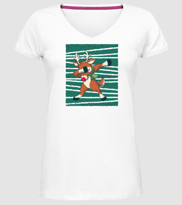 Ren DAB Crăciun model alb pe tricou