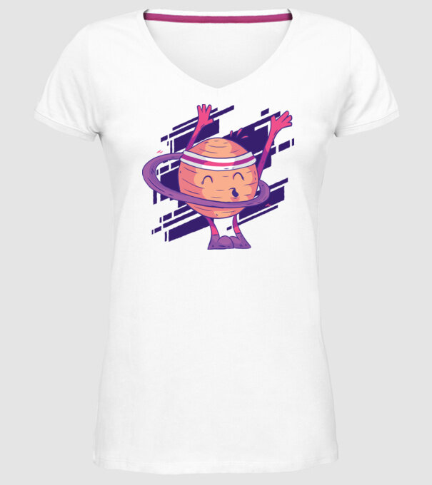 Cerc Hula-Hoop Saturn model alb pe tricou