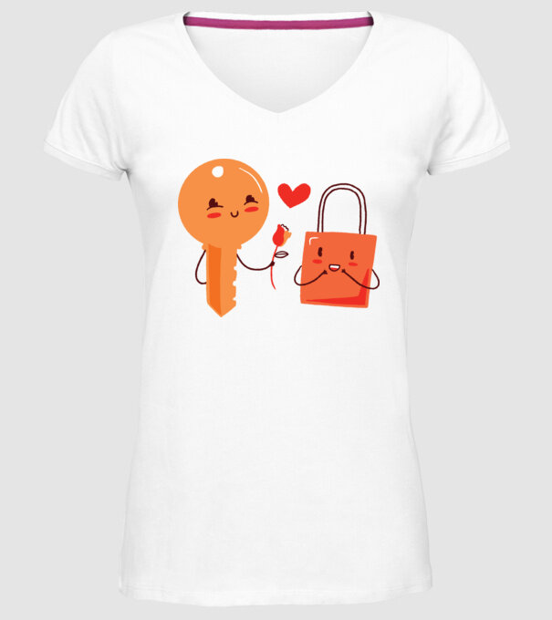 Lacăt Dragoste model alb pe tricou