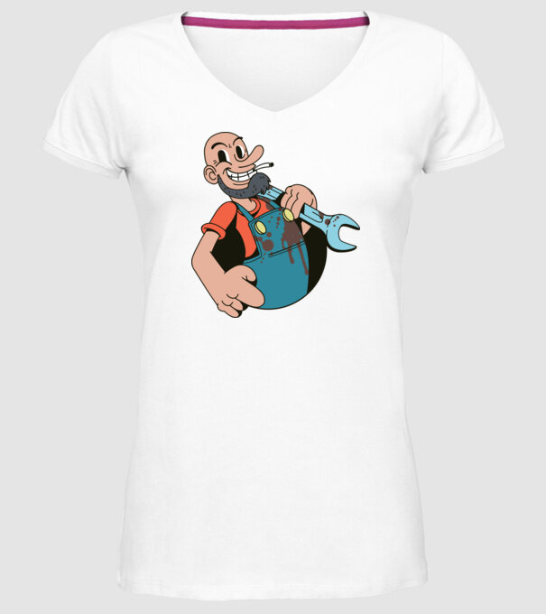 Instalator model alb pe tricou