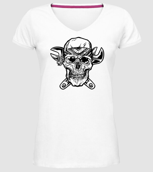 Craniu Instalator model alb pe tricou