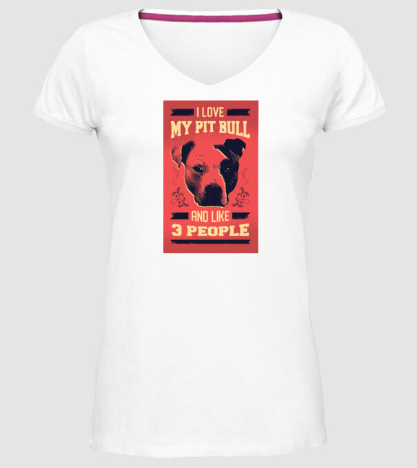 Îmi iubesc Pitbull-ul meu și încă 3 persoane model alb pe tricou