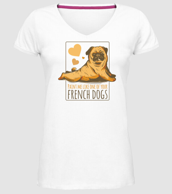 Mops sexy model alb pe tricou