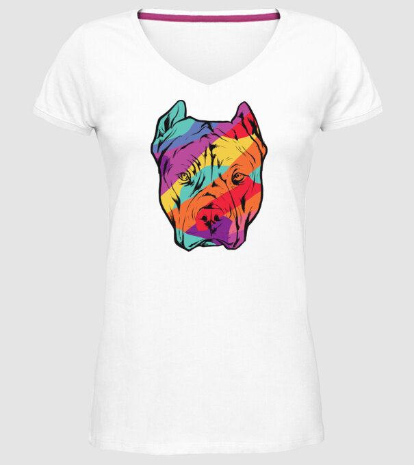 Cap colorat Pitbull model alb pe tricou