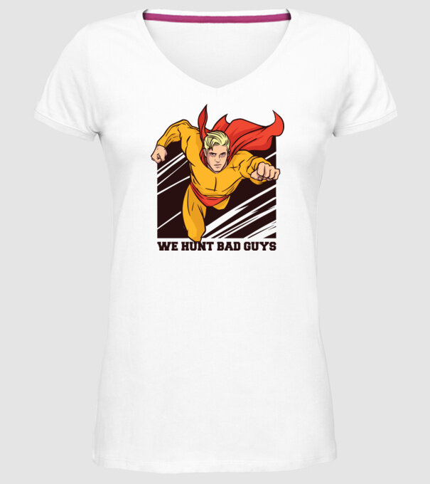Supererou model alb pe tricou