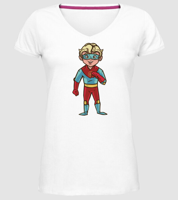 Băiat supererou model alb pe tricou