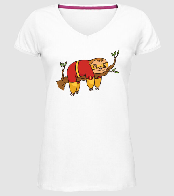 Leneș supererou model alb pe tricou