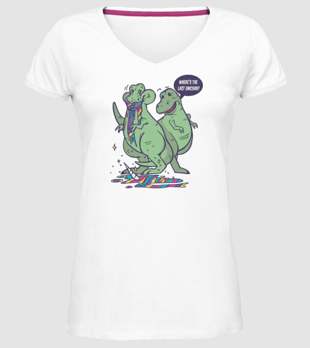 T-rex a mâncat unicornul model alb pe tricou