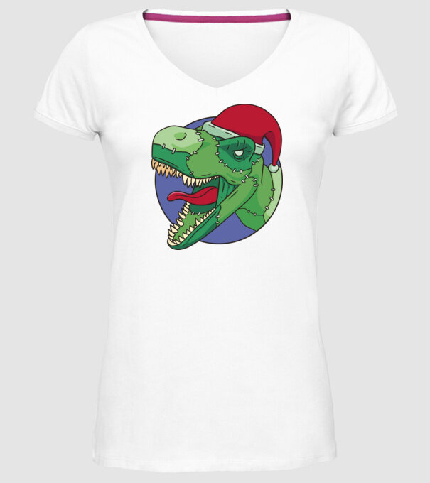 T-rex Santa model alb pe tricou