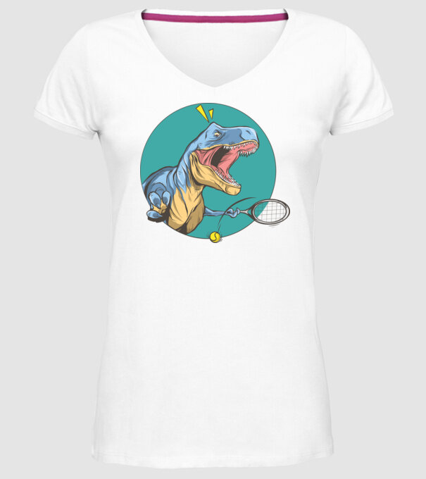 Dinozaur T-rex Tenis model alb pe tricou