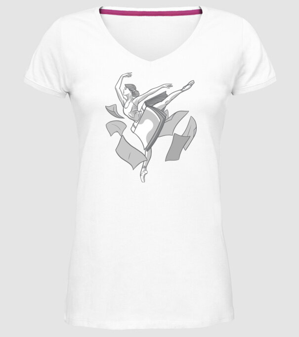 Balerină dansatoare model alb pe tricou