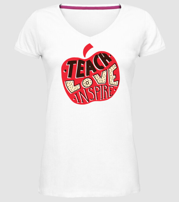 Teach Love Inspire pentru profesori model alb pe tricou
