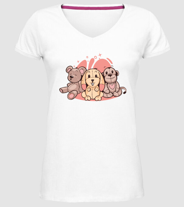 Animale Teddy model alb pe tricou