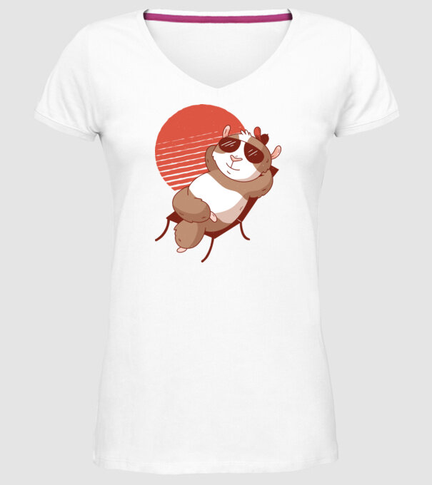 Porcușor de Guineea Relax model alb pe tricou