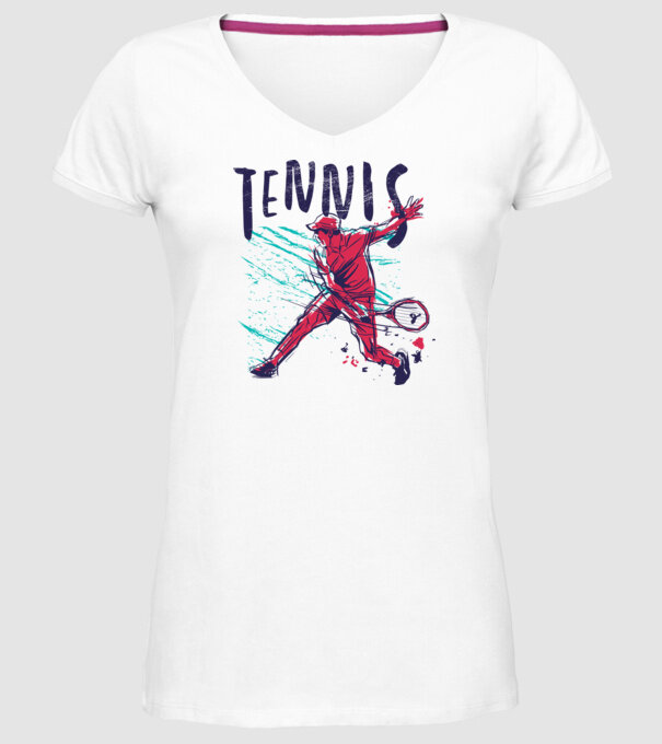 Tennis model alb pe tricou