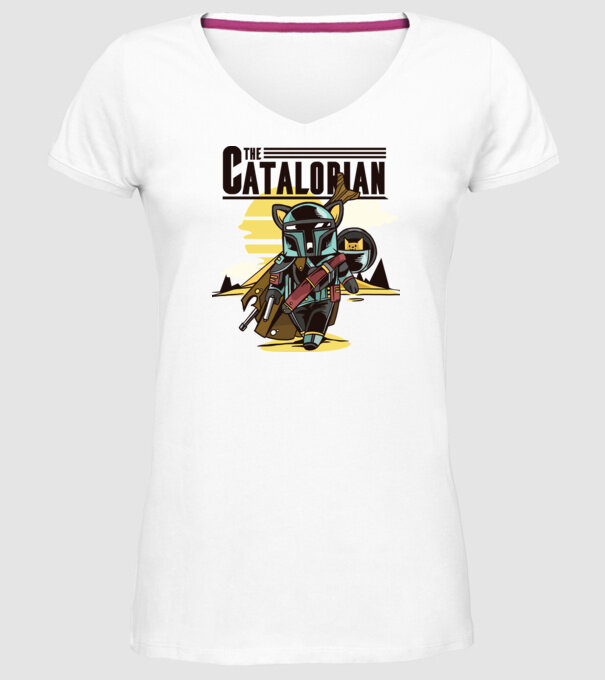 The Catalorian model alb pe tricou
