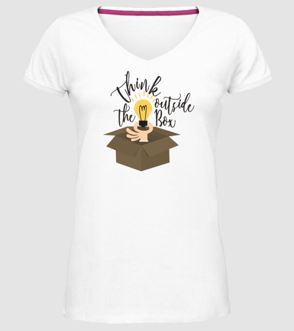 Think outside of the box model alb pe tricou