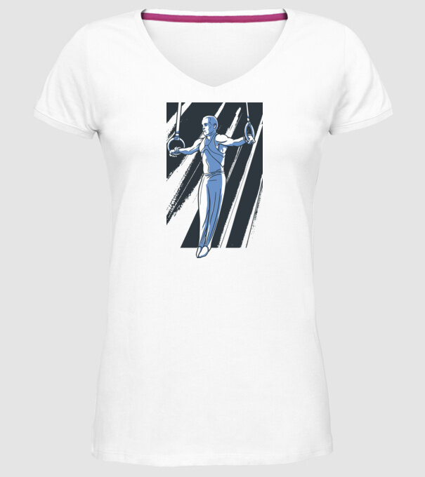 Inel de gimnastică tricou Gimnastică model alb pe tricou