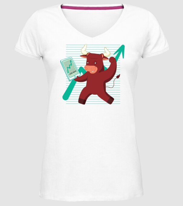Taur Bursa de valori model alb pe tricou