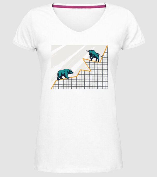 Bursa de Valori Taur vs Urs model alb pe tricou