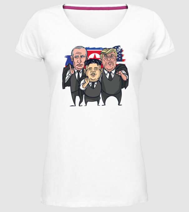 Trump, Putin, Kim - trei prieteni buni model alb pe tricou