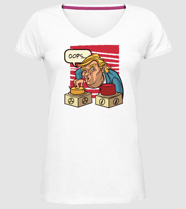 Trump Bombă nucleară model alb pe tricou
