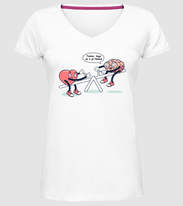 Știu ce este bine pentru tine - Creier vs Inimă model alb pe tricou
