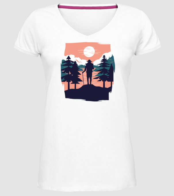 Drumeție model alb pe tricou