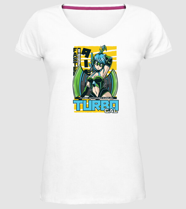 Turbo Gal Anime model alb pe tricou