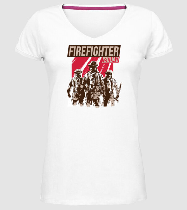 Unitate de pompieri model alb pe tricou