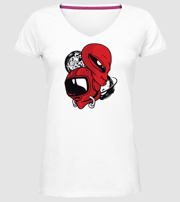 OZN Astronaut model alb pe tricou