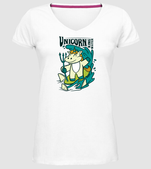 Unicorn regele apelor model alb pe tricou