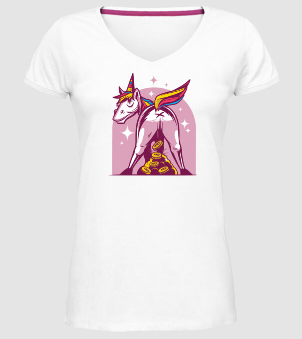 Unicorn Bitcoin model alb pe tricou
