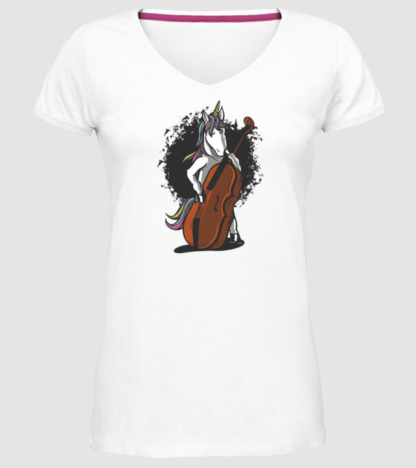 Unicorn cu violoncel model alb pe tricou